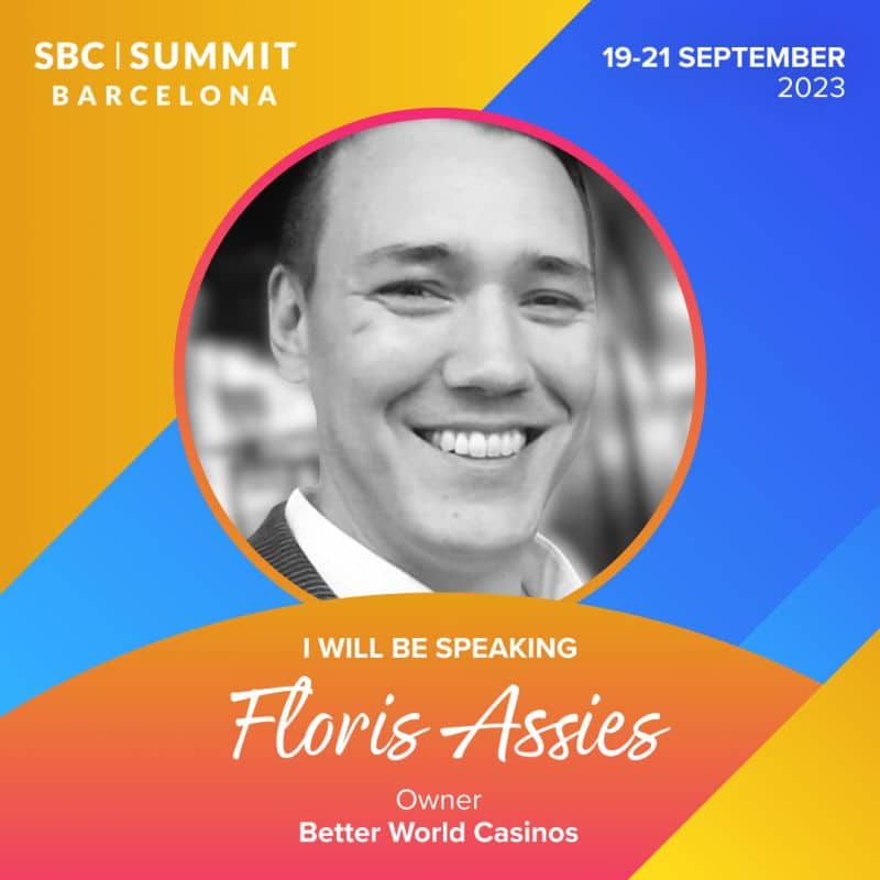 Floris Assies speaking at SBC Barcelona 2023 about ESG and Sustainability  in iGaming